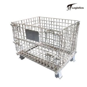Mesh Roll Cage Trolley Rolling Cart Container